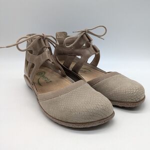 Naot Kata Beige Snake Skin Lace Up Leather Sandal 38